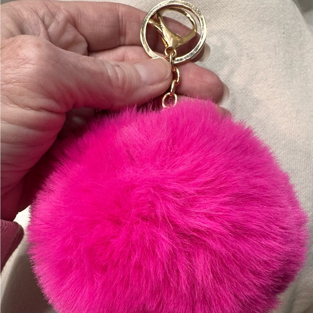 Pink Fur Keychain bag charm Accessory - Picture 5 of 6